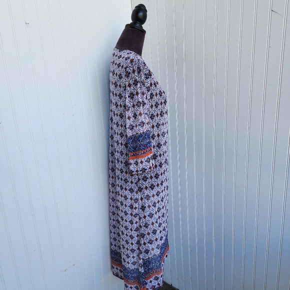 Exclusive One Geo Print Boho Kimono Duster Top Stretch Mesh Lightweight Sz M - Picture 6 of 13